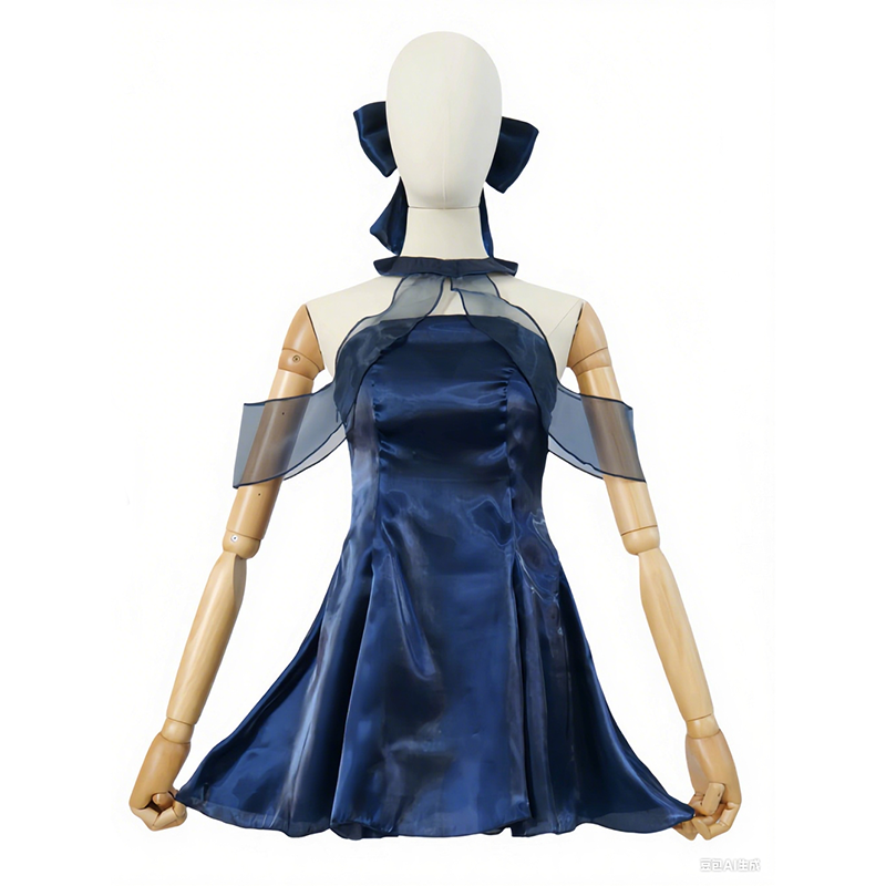 Anime Cosplay Blue Hair - Arquivo azul chunxiang vestido azul escuro